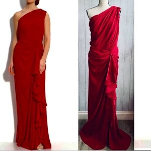 Tadashi Shoji One-Shoulder Ruched Gown